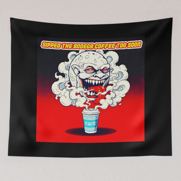 Item preview, Monday Morning Bodega Coffee Burn - Retro Horror Moon designed and sold by OmniaGlobal.