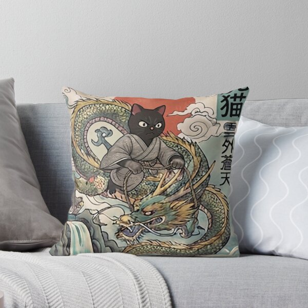 Item preview, Black Samurai Cat Ride Dragon Japanese  designed and sold by Fictio ⭐​⭐​⭐​⭐​⭐​.
