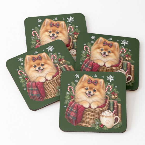 Item preview, Cute Pomeranian Dog Christmas Ornament Basket Cozy Holiday Dog Art designed and sold by Cute & Sassy Custom Gifting Boutiques.