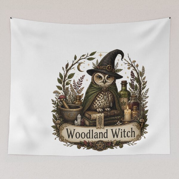 Item preview, Woodland Witch with a Witch's Familiar designed and sold by KristenosNehk.