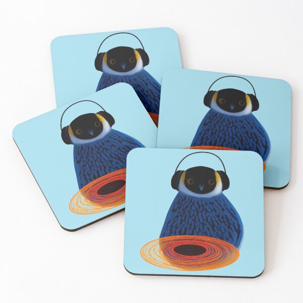 Item preview, Blue DJ Bird Headphones Vinyl Art designed and sold by Lunat1kk.
