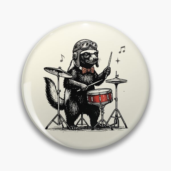 Item preview, Honey Badger Drummer Aviator Helmet Rocker Art designed and sold by Amir Faysal.