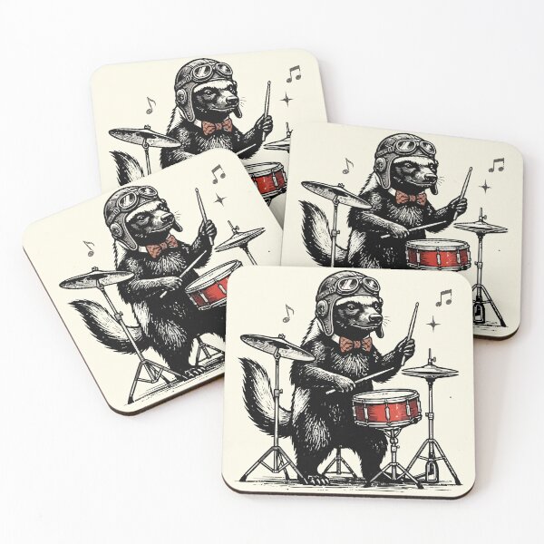 Item preview, Honey Badger Drummer Aviator Helmet Rocker Art designed and sold by Amir Faysal.