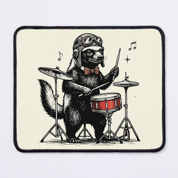 Item preview, Honey Badger Drummer Aviator Helmet Rocker Art designed and sold by Amir Faysal.