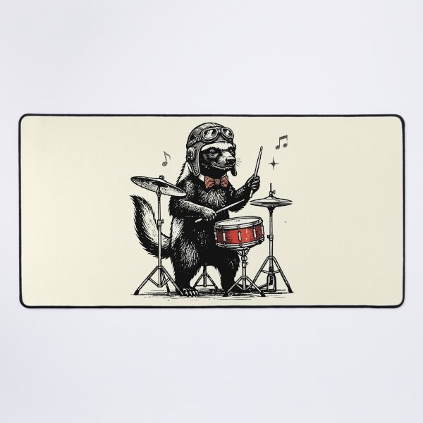 Item preview, Honey Badger Drummer Aviator Helmet Rocker Art designed and sold by Amir Faysal.