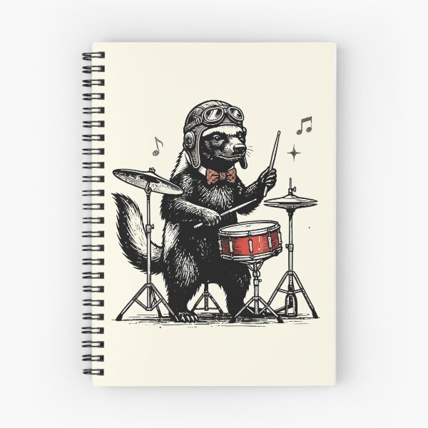 Item preview, Honey Badger Drummer Aviator Helmet Rocker Art designed and sold by Amir Faysal.