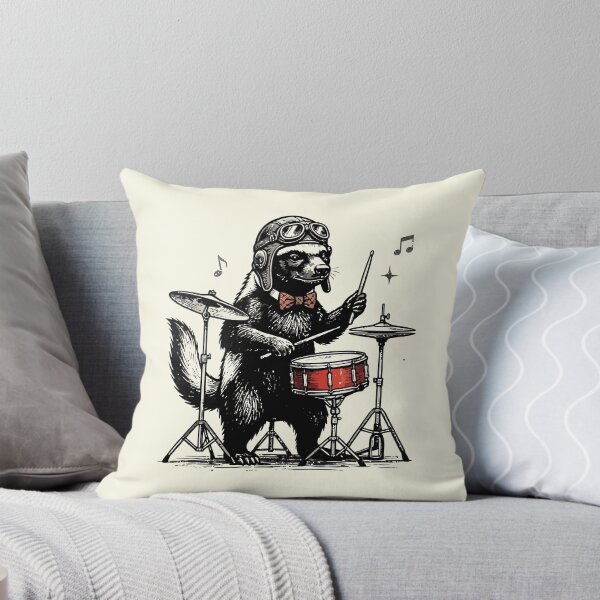 Item preview, Honey Badger Drummer Aviator Helmet Rocker Art designed and sold by Amir Faysal.