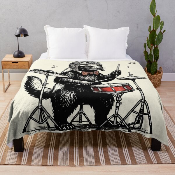 Item preview, Honey Badger Drummer Aviator Helmet Rocker Art designed and sold by Amir Faysal.