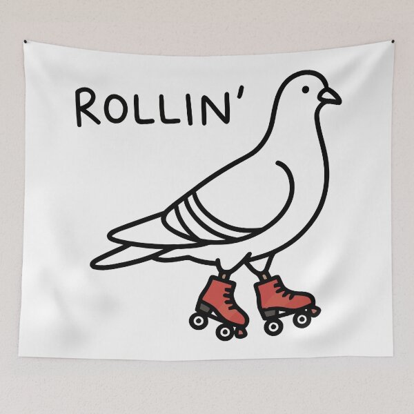 Item preview, Rollin Pigeon Wearing Red Roller Skates Cute Doodle designed and sold by Amir Faysal.