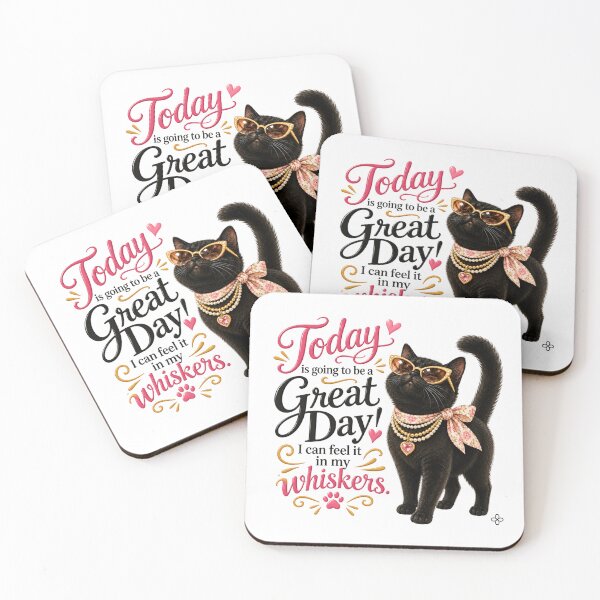 Item preview, Funny Cat Image - Today is going to be a Great Day! I can feel it in my Whiskers.  Cat Mom Gift designed and sold by BetterEveryDay1.