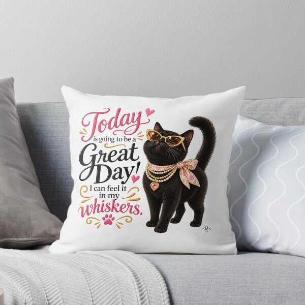 Item preview, Funny Cat Image - Today is going to be a Great Day! I can feel it in my Whiskers.  Cat Mom Gift designed and sold by BetterEveryDay1.