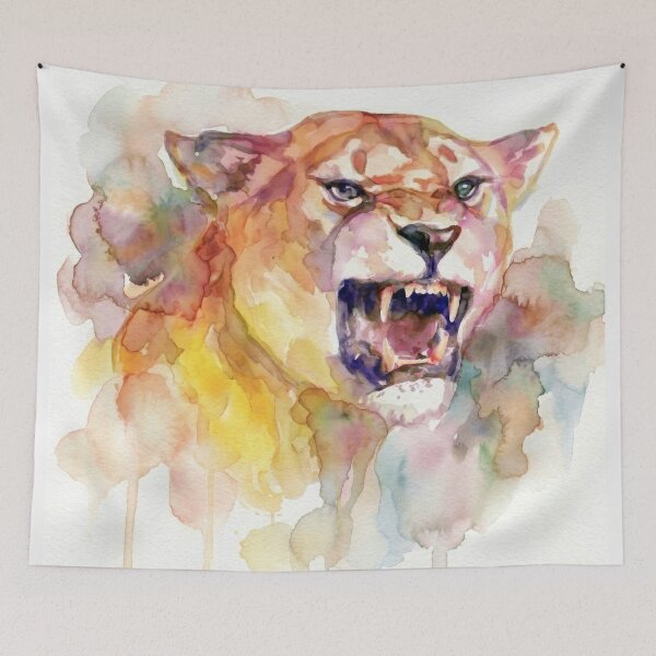 Item preview, Lioness Open Mouth, Pastel Rainbow designed and sold by caracatita75.