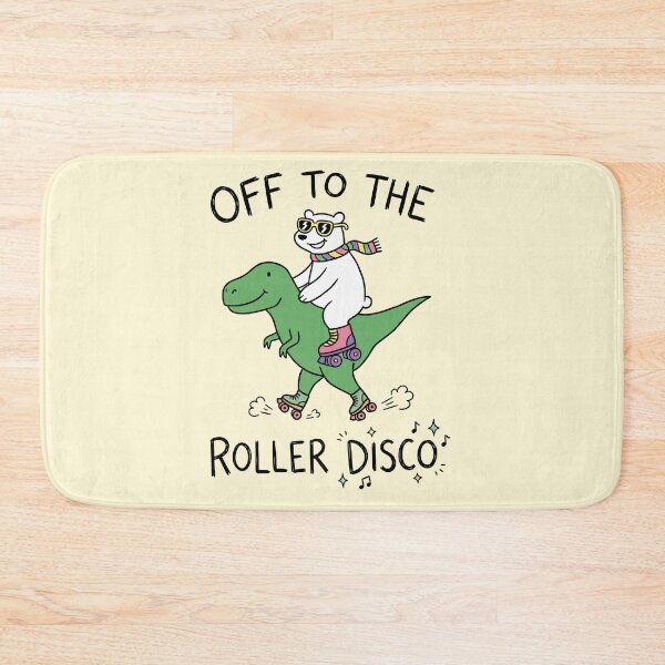 Item preview, Off To The Roller Disco, Polar Bear Riding Dinosaur Roller Disco Cute Doodle designed and sold by Amir Faysal.