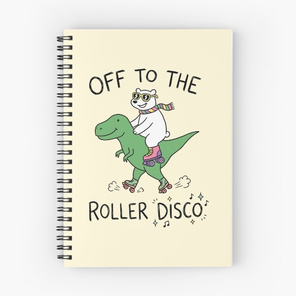 Item preview, Off To The Roller Disco, Polar Bear Riding Dinosaur Roller Disco Cute Doodle designed and sold by Amir Faysal.