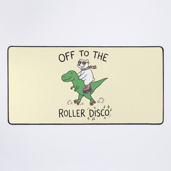 Item preview, Off To The Roller Disco, Polar Bear Riding Dinosaur Roller Disco Cute Doodle designed and sold by Amir Faysal.