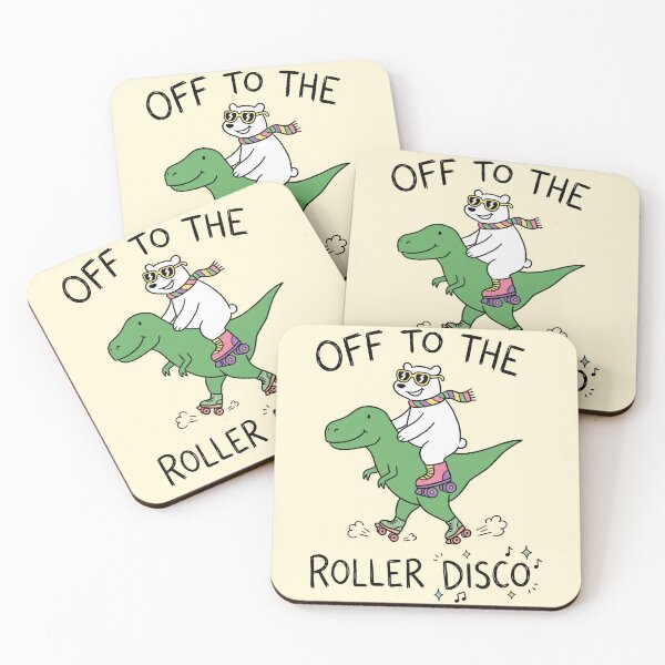 Item preview, Off To The Roller Disco, Polar Bear Riding Dinosaur Roller Disco Cute Doodle designed and sold by Amir Faysal.