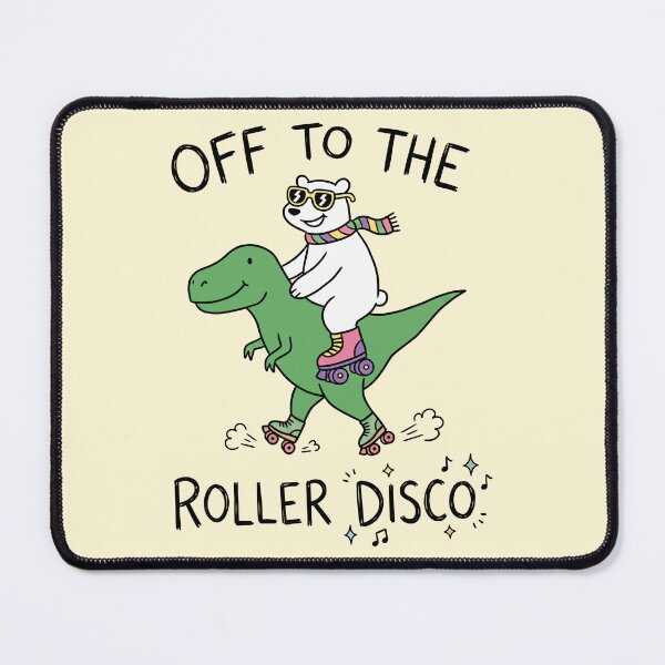 Item preview, Off To The Roller Disco, Polar Bear Riding Dinosaur Roller Disco Cute Doodle designed and sold by Amir Faysal.