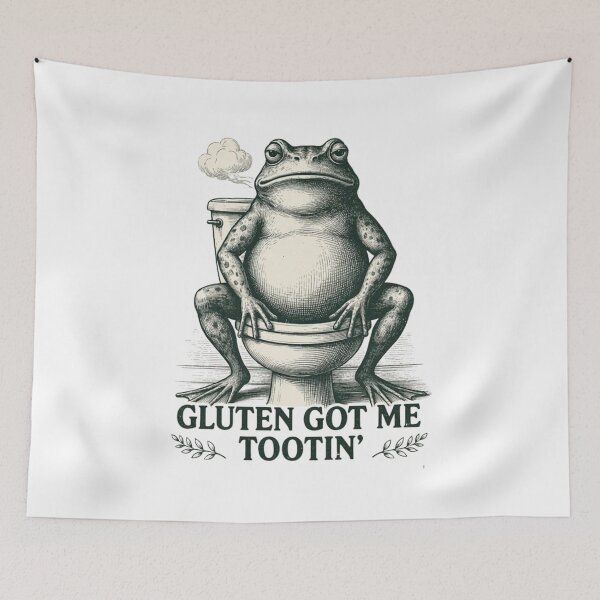 Artikelvorschau, Gluten macht mich ganz kackig – Lustiger Frosch-Toilettenhumor – Zöliakie, glutenfrei entworfen und verkauft von Dabbing Turtle Designs.