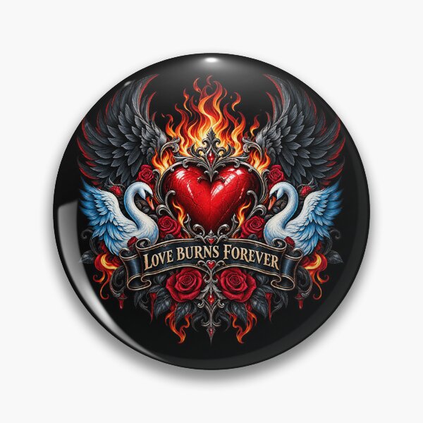 Item preview, Love Burns Forever – Flaming Gothic Heart designed and sold by TroviTutto.