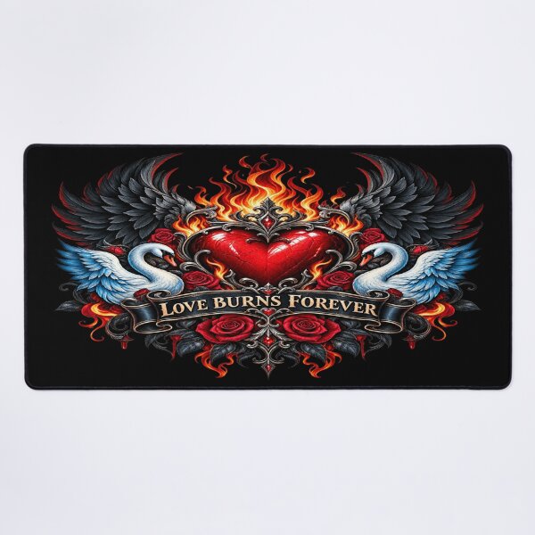 Item preview, Love Burns Forever – Flaming Gothic Heart designed and sold by TroviTutto.