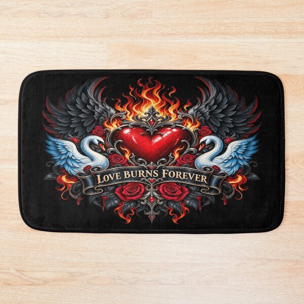 Item preview, Love Burns Forever – Flaming Gothic Heart designed and sold by TroviTutto.