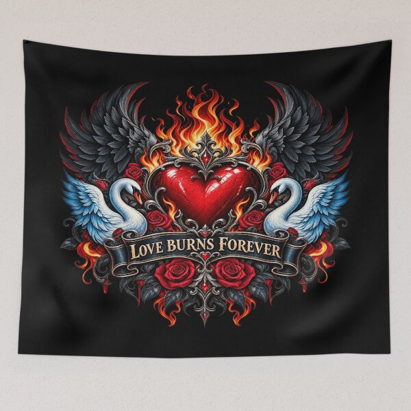 Item preview, Love Burns Forever – Flaming Gothic Heart designed and sold by TroviTutto.