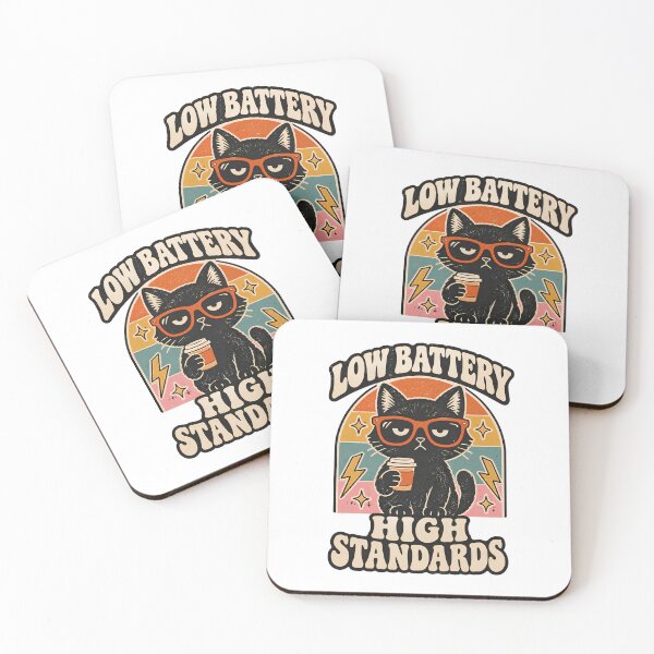Item preview, Low Battery High Standards – Funny Grumpy Black Cat designed and sold by PT PROJECT.
