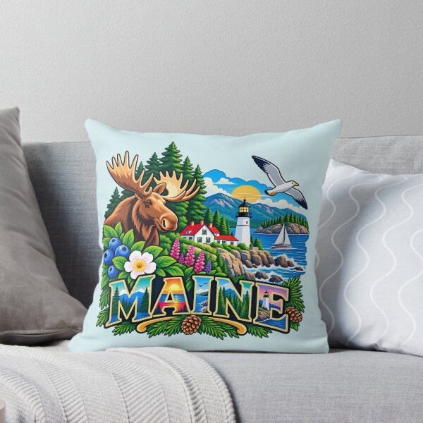 Item preview, Maine - Moose & Lighthouse designed and sold by Myra365Art.