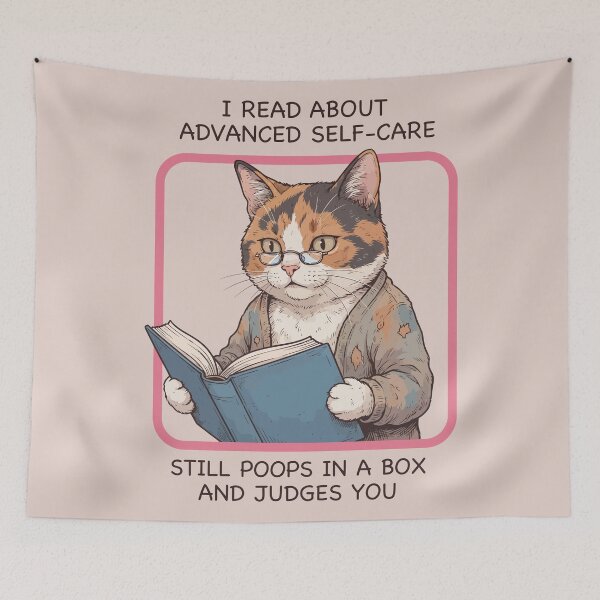 Item preview, Cat Reading Book Advanced Self Care Funny Pet Art designed and sold by Amir Faysal.