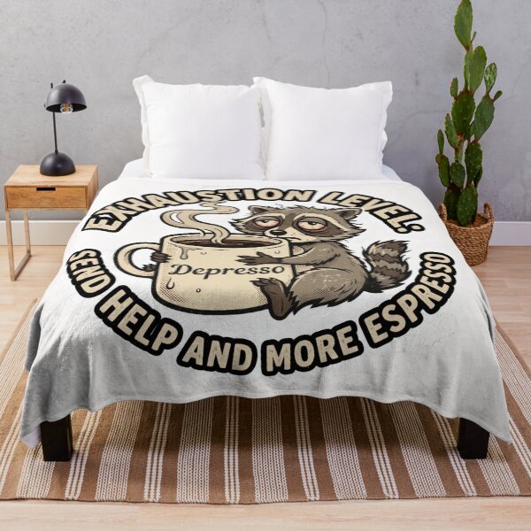 Item preview, Exhaustion Level Depresso Tired Raccoon Coffee Funny designed and sold by Veverony Design.