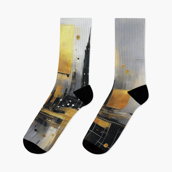 Item preview, Black and gold abstract cityscape painting black and gold highlights,  modern minimalist contemporary city building watercolor painting  designed and sold by navitalidesign.