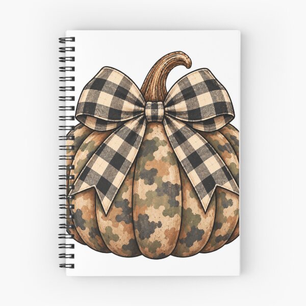 Item preview, Camo Pumpkin with Buffalo Plaid Bow – Rustic Fall designed and sold by Vexa Tees.