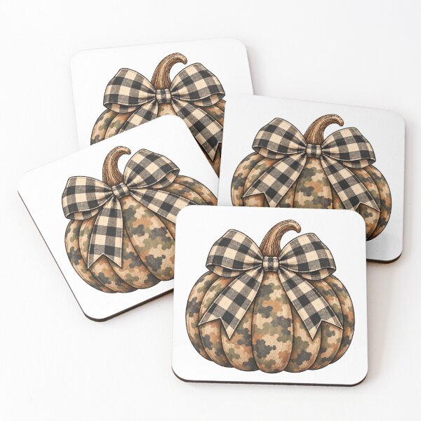 Item preview, Camo Pumpkin with Buffalo Plaid Bow – Rustic Fall designed and sold by Vexa Tees.