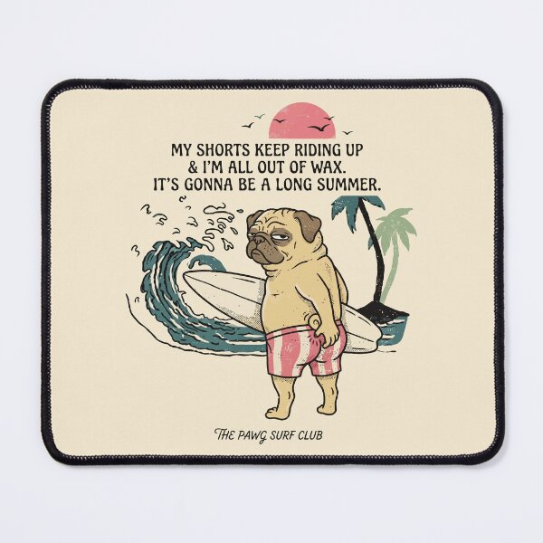 Item preview, Surfing Pug Long Summer Funny Beach Humor Art designed and sold by Amir Faysal.