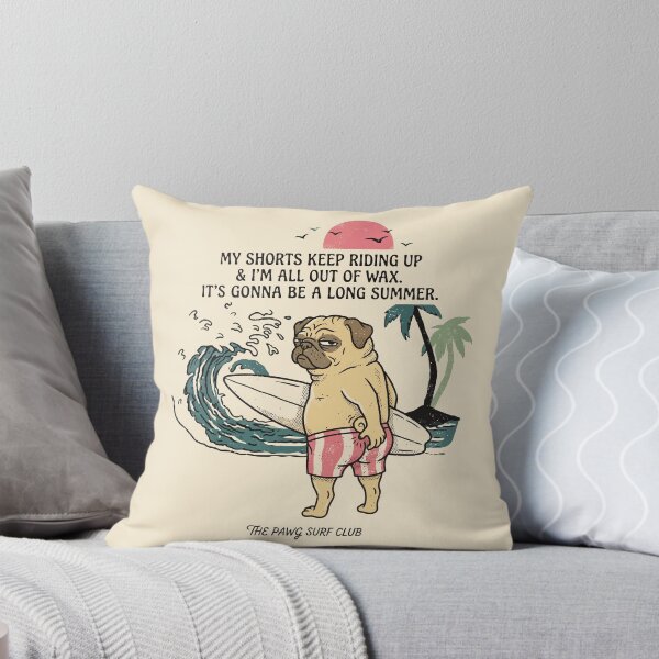 Item preview, Surfing Pug Long Summer Funny Beach Humor Art designed and sold by Amir Faysal.