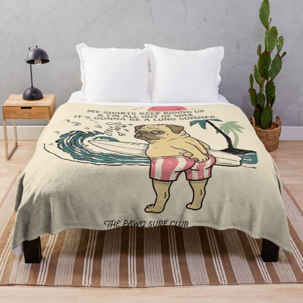 Item preview, Surfing Pug Long Summer Funny Beach Humor Art designed and sold by Amir Faysal.