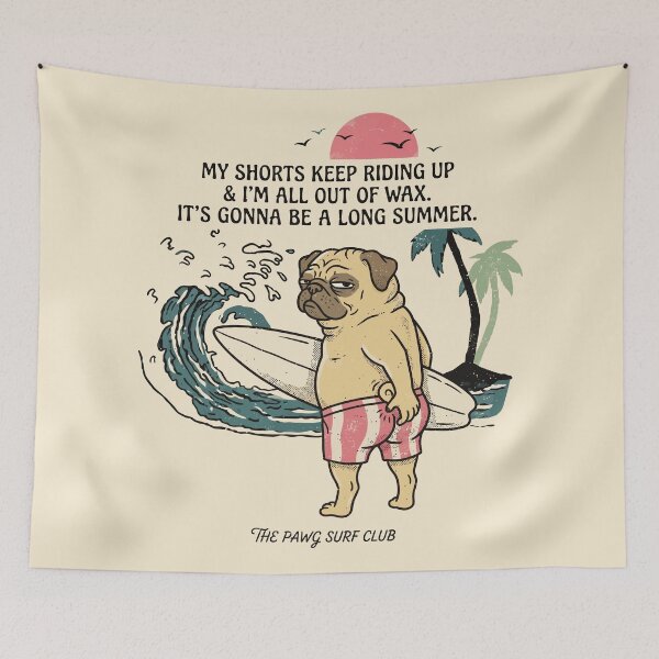Item preview, Surfing Pug Long Summer Funny Beach Humor Art designed and sold by Amir Faysal.
