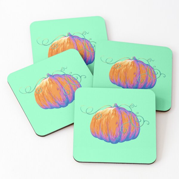Item preview, Painted Pumpkin (Dark Version) with Twisting Vines on a Mint Background designed and sold by ShayMaven.