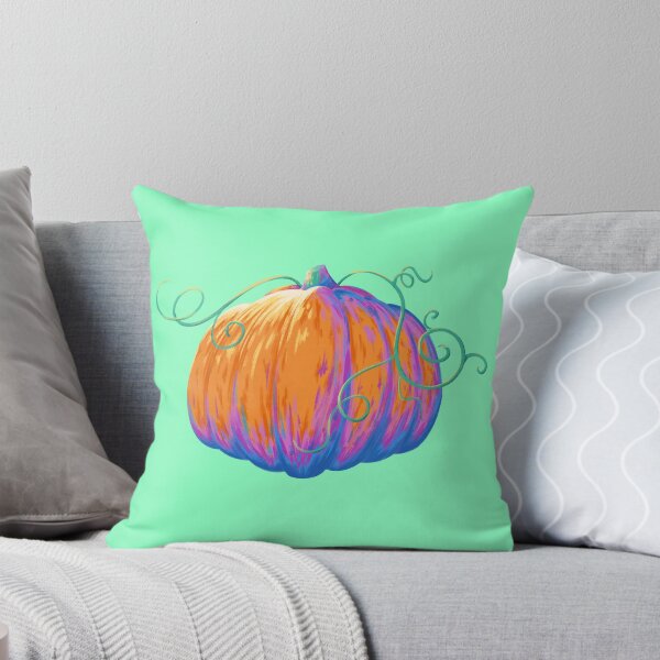 Item preview, Painted Pumpkin (Dark Version) with Twisting Vines on a Mint Background designed and sold by ShayMaven.