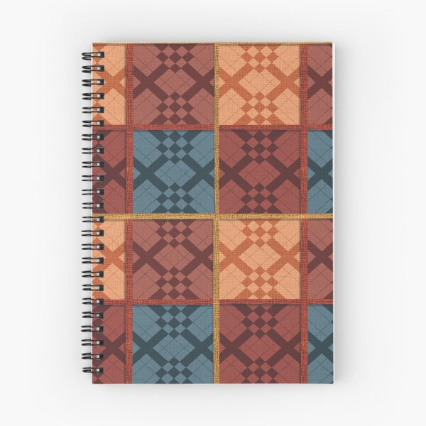 Item preview, Patchwork Quilt Block Pattern Rust and Denim designed and sold by AKateWillett.