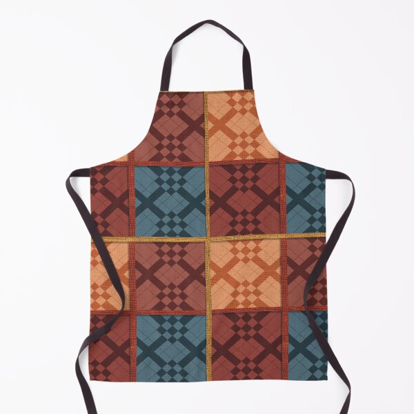 Item preview, Patchwork Quilt Block Pattern Rust and Denim designed and sold by AKateWillett.