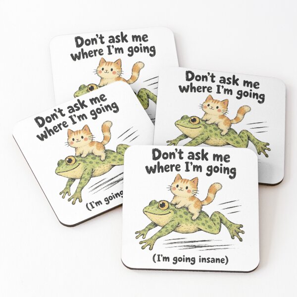 Item preview, Don't Ask Me Where I'm Going Cat Riding Frog designed and sold by bobcatmarty.