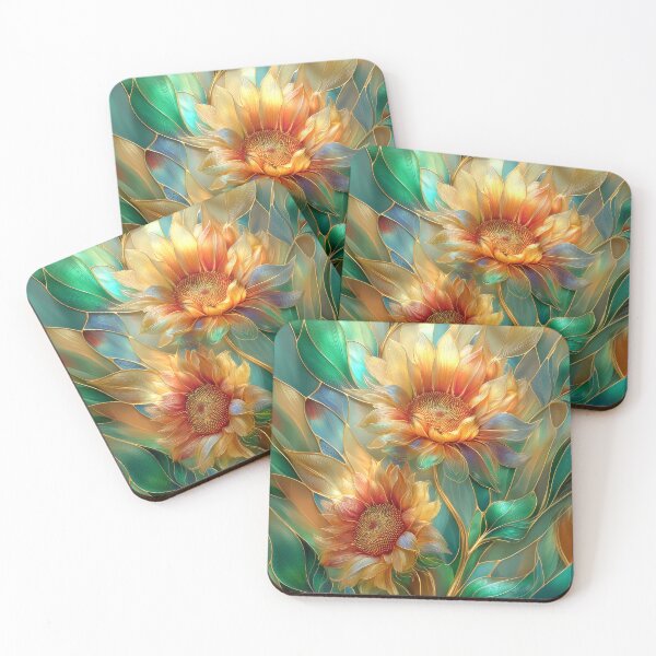 Item preview, Sunflower Stained Glass | Golden Botanical Floral Design designed and sold by MargaretWiktor.