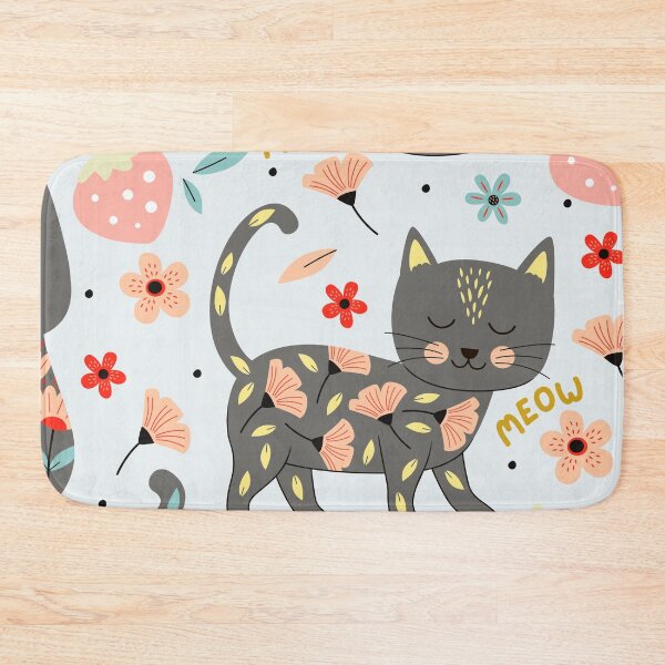 Item preview, Floral Cat and Strawberry Pattern designed and sold by aliyeus.
