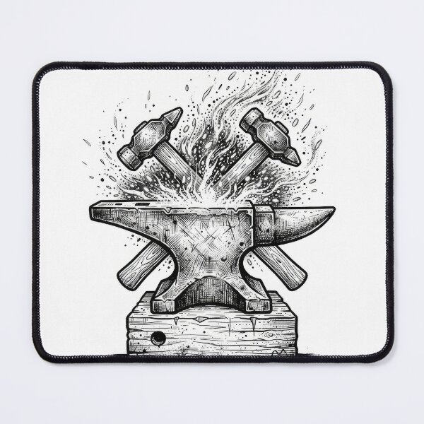 Item preview, Vintage Blacksmith Anvil and Cross Hammers designed and sold by Rahat3344.