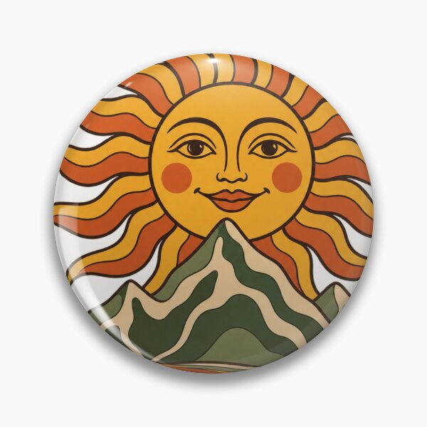 Item preview, Retro Celestial Sun Mountain Landscape Groovy 70s Bohemian Art designed and sold by QCena.