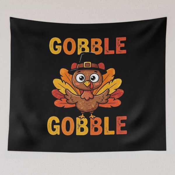 Item preview, Gobble Gobble Cute Pilgrim Turkey Retro Thanksgiving designed and sold by DijaMar.