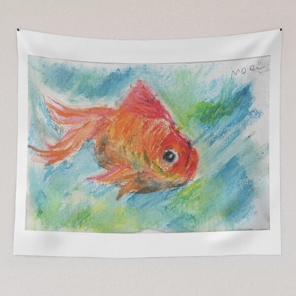 Item preview, Fantail Goldfish - Oil Pastel Illustration designed and sold by MOE'S LITTLE GALLERY.