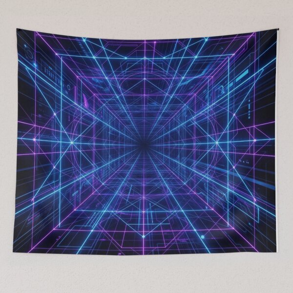 Item preview, Neon Cyber Grid Space Tunnel Perspective designed and sold by Owcomm.