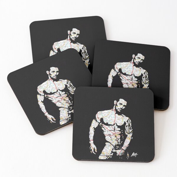 Item preview, Super Muscled Hunk With Tattoo Map Art By NLMKArtStudio designed and sold by NLMKArtStudio.